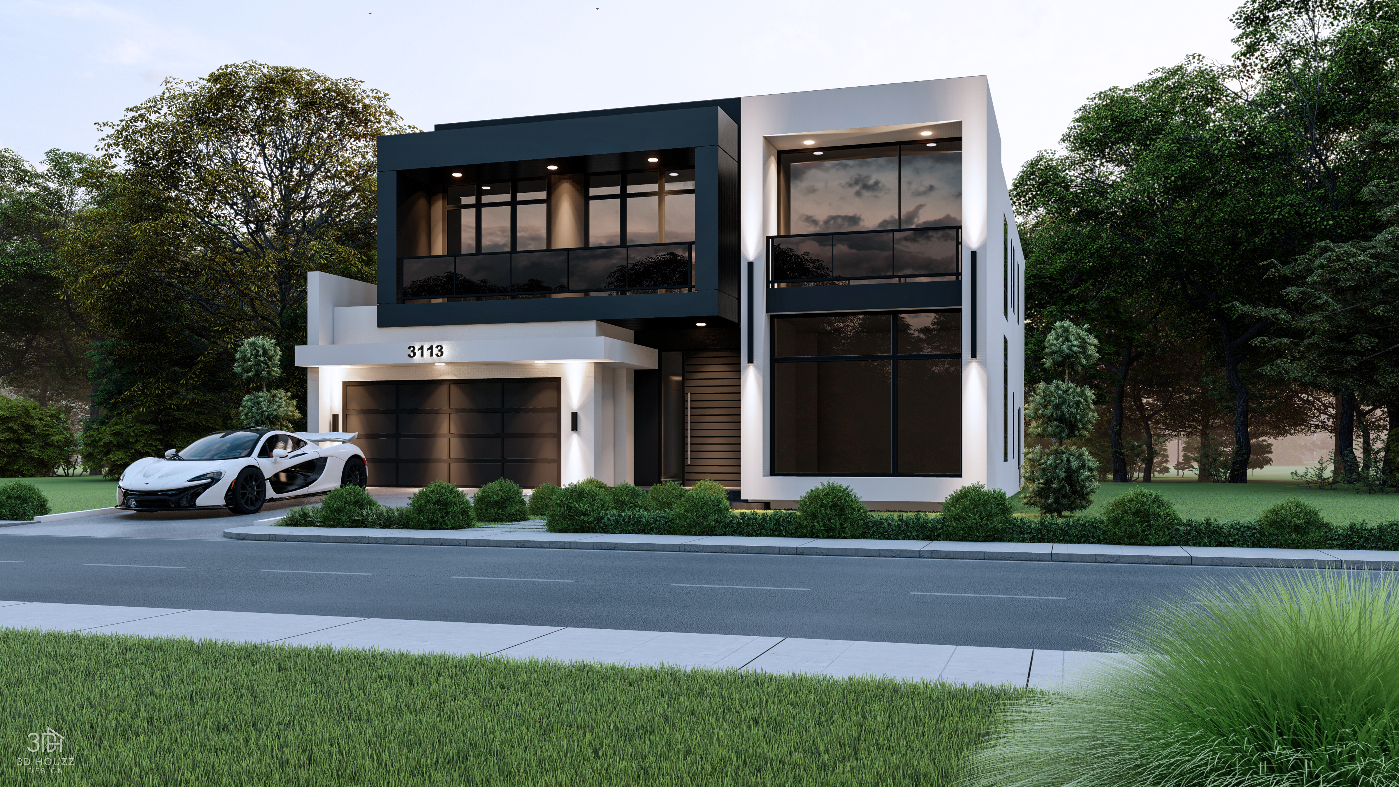 3113 Drexel — Modern custom home exterior, Houston TX